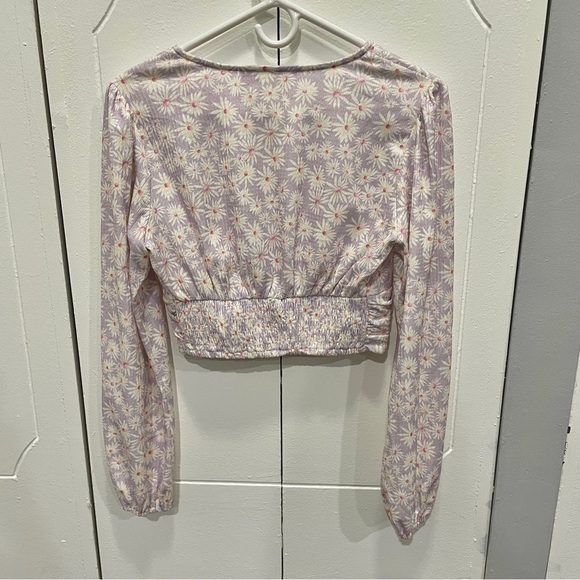 Elodie Purple Floral Long Sleeve Crop Top - Picture 4 of 12